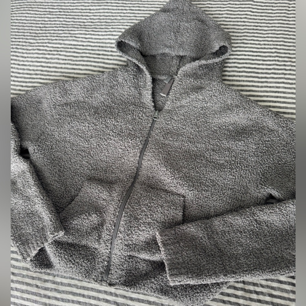 SKIMS Teddy Cropped Zip Up Hoodie